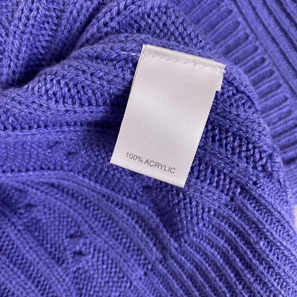 Avenue Sweater Women's‎ Plus Size 26/28 Purple Cable Knit V-Neck New w/ Tags
